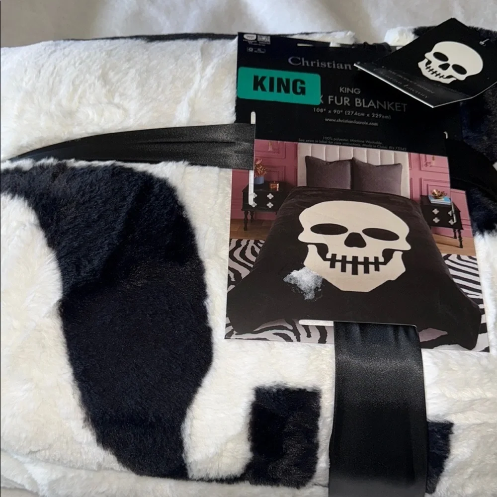 Christian Lacroix Black and White Skull Blanket